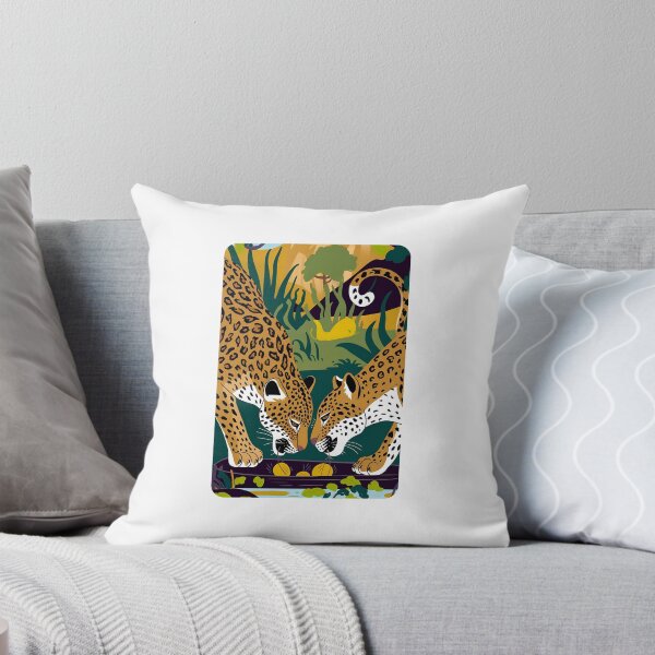 Item preview, Leopards Eating in Nature Sticker - Vibrant Wildlife Illustration with Lush Landscape designed and sold by zax454.