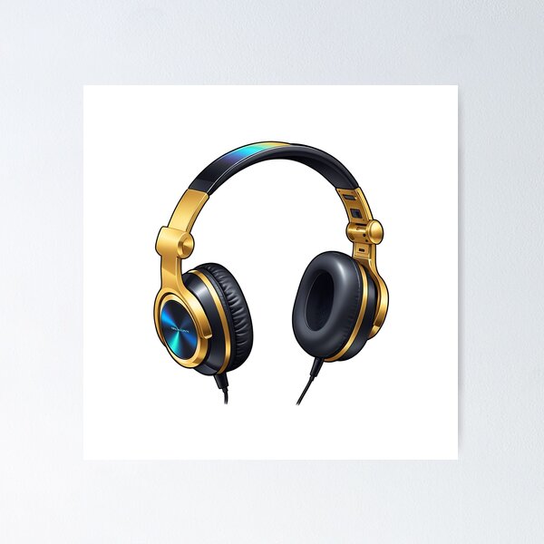 Item preview,  Gold and black headphones illustration designed and sold by DianaSadGirl.