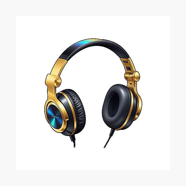 Item preview,  Gold and black headphones illustration designed and sold by DianaSadGirl.