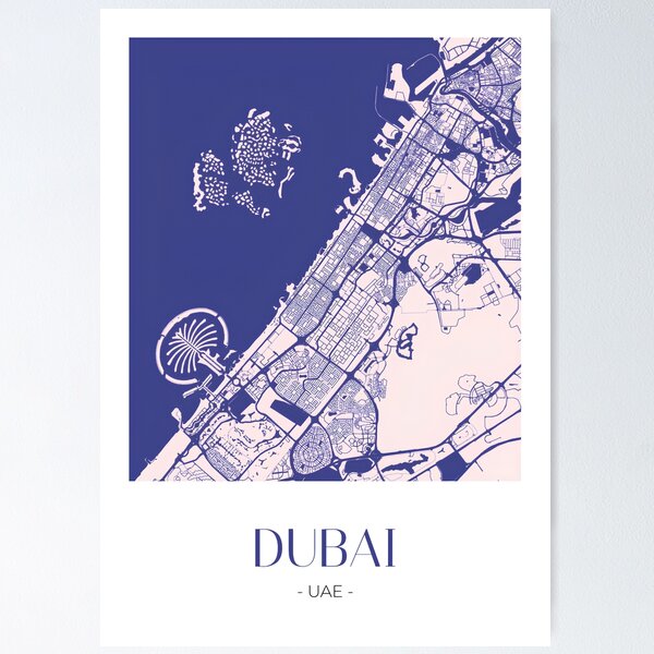 Item preview, Dubai Map – Navy Blue and Pale Pink Design designed and sold by TerraFrame.