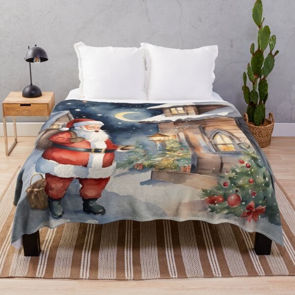 Item preview, Watercolor Christmas Eve art, Santa is in the Village designed and sold by All-About-Life.
