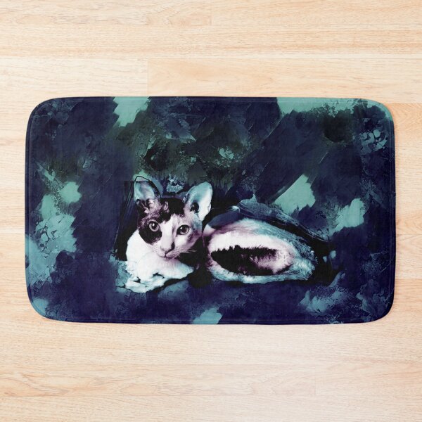 Item preview, DEEP COBALT BLUE, DARK PURPLE,TURQUOISE AND BLUE CORNISH-REX IN LEAVES AND GRASS designed and sold by Most1234.