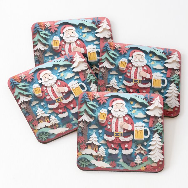 Item preview, Father Christmas beer Coasters designed and sold by squishify.
