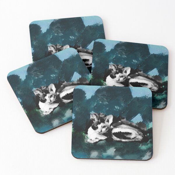 Item preview, BLUE, TEAL, DARK BLUE, DUSTY BLUE AND GREEN CORNISH-REX IN LEAVES AND GRASS designed and sold by Most1234.
