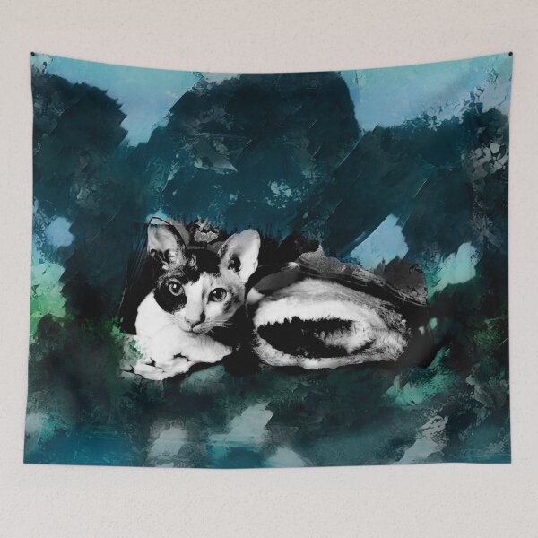 Item preview, BLUE, TEAL, DARK BLUE, DUSTY BLUE AND GREEN CORNISH-REX IN LEAVES AND GRASS designed and sold by Most1234.
