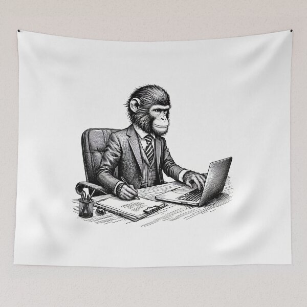 Item preview, Monkey In A Suit Working In The Office designed and sold by DSoriaDesign.