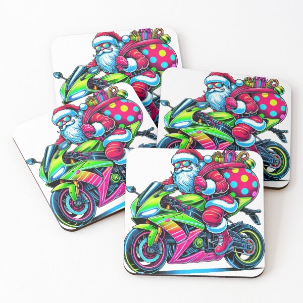 Item preview, Neon Santa Riding a Sportbike with Gifts designed and sold by AIARTIST1.