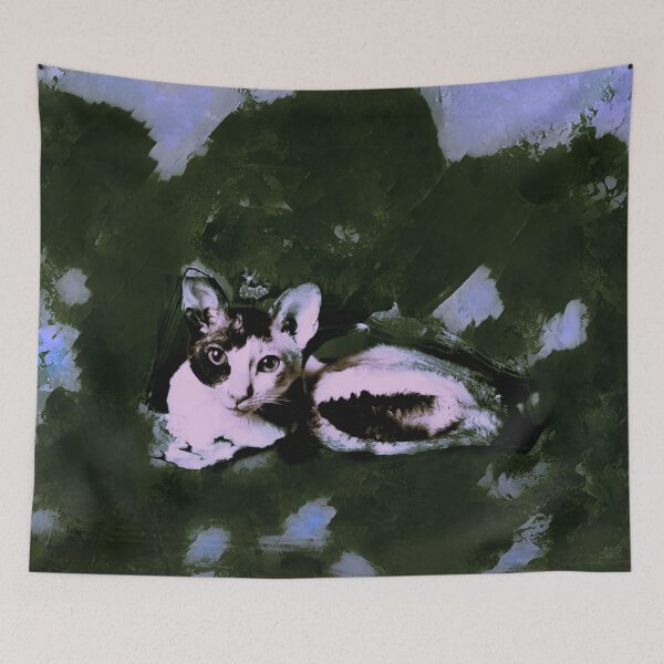 Item preview, DUSTY BLUE AND SEAWEED GREEN CORNISH-REX IN LEAVES AND GRASS designed and sold by Most1234.