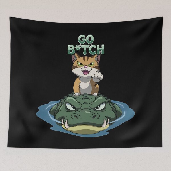 Item preview, Cat riding a crocodile designed and sold by NextDoorShoop.