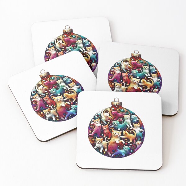 Item preview, colorful kittens playing in a Christmas tree bauble designed and sold by DSoriaDesign.