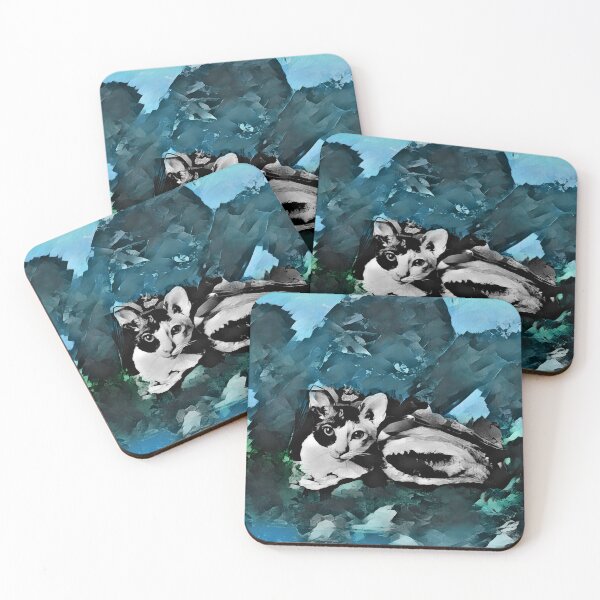 Item preview, SKY BLUE, AEGEAN BLUE, SPRUCE BLUE, DENIM BLUE, TURQUOISE AND GREEN CORNISH-REX IN LEAVES AND GRASS designed and sold by Most1234.