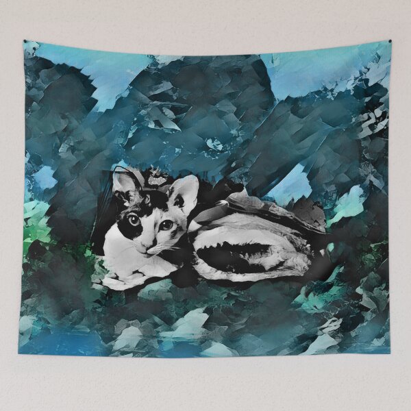 Item preview, SKY BLUE, AEGEAN BLUE, SPRUCE BLUE, DENIM BLUE, TURQUOISE AND GREEN CORNISH-REX IN LEAVES AND GRASS designed and sold by Most1234.