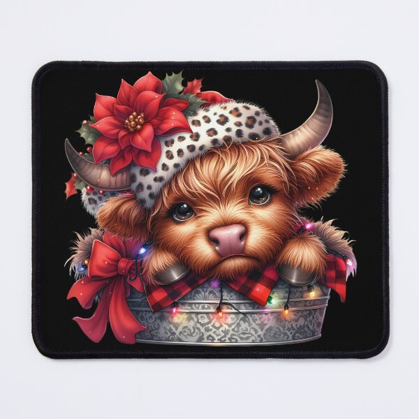 Item preview, Highland Cow - Christmas Cow In a Bucket designed and sold by BlueSkyEV.
