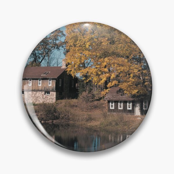 Item preview, Rustic Outbuildings Reflected on a Creek in Autumn designed and sold by CountyKent.