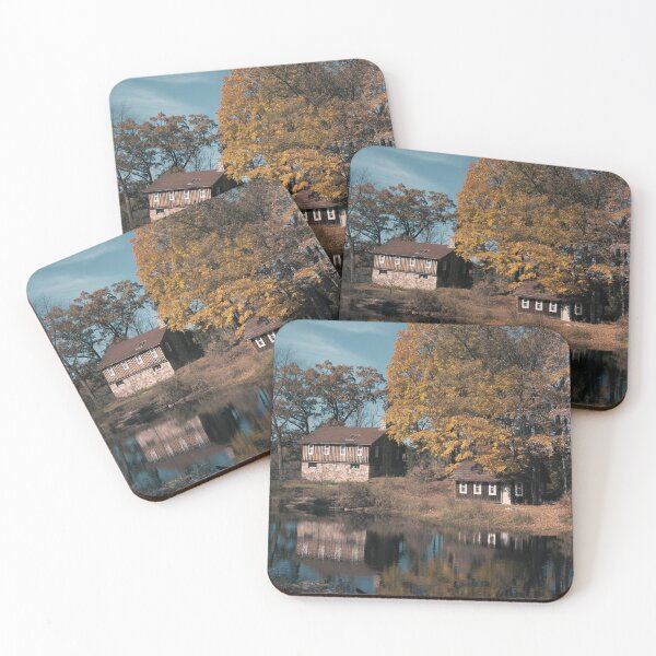 Item preview, Rustic Outbuildings Reflected on a Creek in Autumn designed and sold by CountyKent.