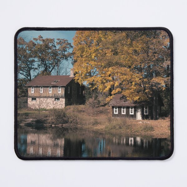 Item preview, Rustic Outbuildings Reflected on a Creek in Autumn designed and sold by CountyKent.