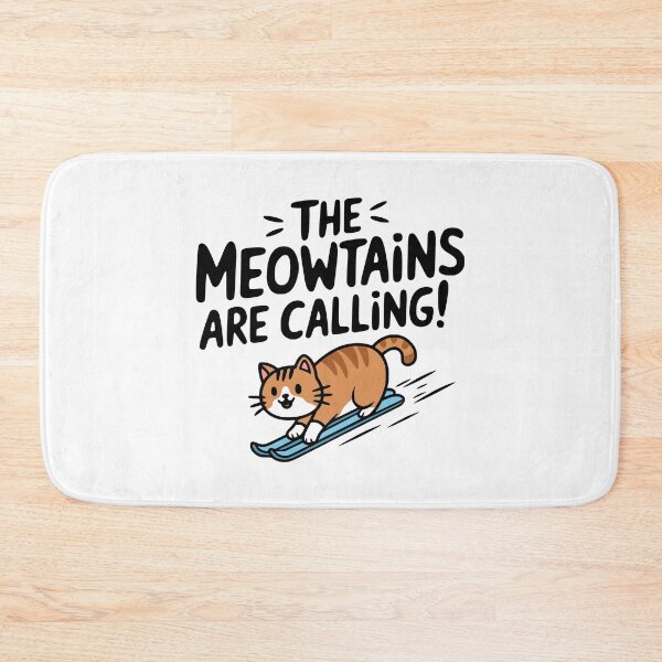 Item preview, The Meowtains Are Calling! Cute Skiing Cat Ski designed and sold by PMCreative.