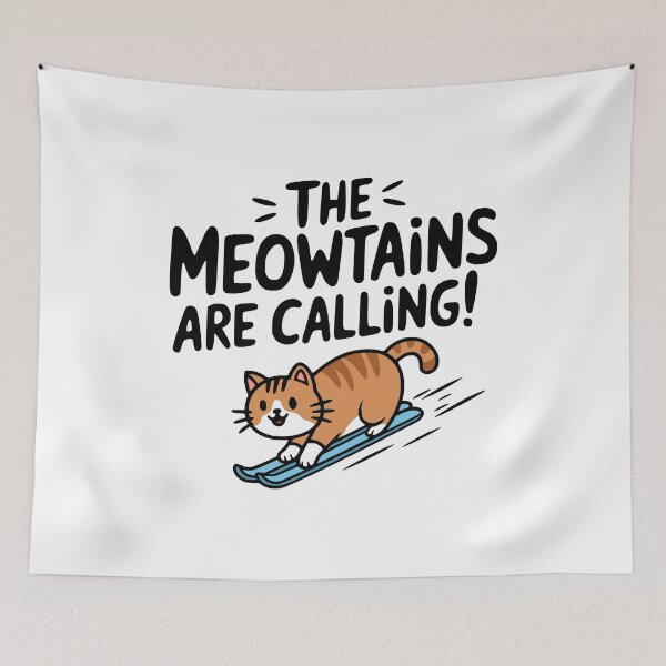 Item preview, The Meowtains Are Calling! Cute Skiing Cat Ski designed and sold by PMCreative.