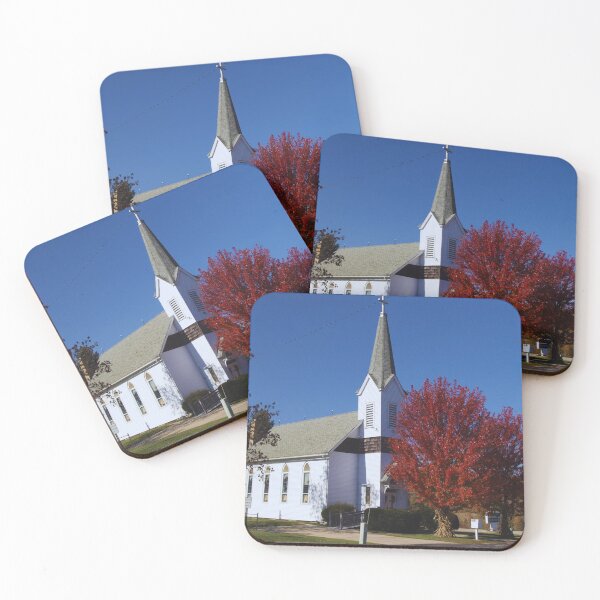 Item preview, White Church and Autumn Tree Against a Blue Sky designed and sold by CountyKent.