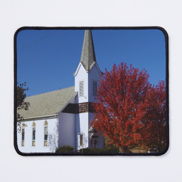 Item preview, White Church and Autumn Tree Against a Blue Sky designed and sold by CountyKent.