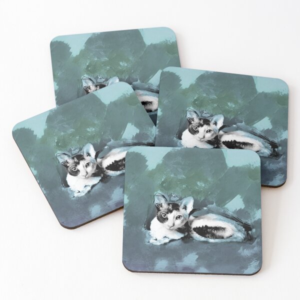 Item preview, PASTEL BLUE, MINT GREEN, POWDER BLUE, DUSTY BLUE, OLIVE GREEN AND DARK DUSTY TEAL CORNISH-REX IN LEAVES AND GRASS designed and sold by Most1234.