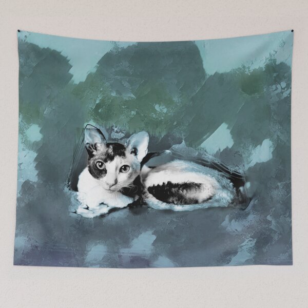 Item preview, PASTEL BLUE, MINT GREEN, POWDER BLUE, DUSTY BLUE, OLIVE GREEN AND DARK DUSTY TEAL CORNISH-REX IN LEAVES AND GRASS designed and sold by Most1234.