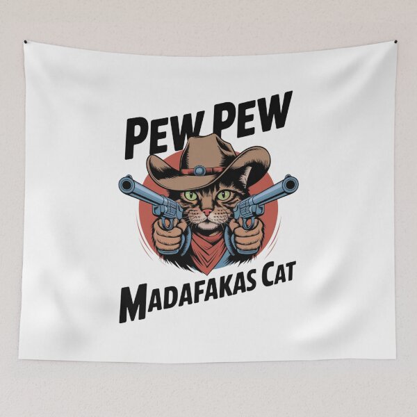 Item preview, Pew Pew Madafakas Cat Funny Meme Design | Cute Gun-Toting Cat Art designed and sold by Colorful-Garden.