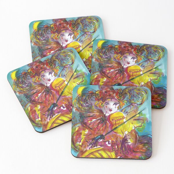 Item preview, PIERROT PLAYING VIOLIN / Venetian Carnival Night Watercolor by Bulgan Lumini designed and sold by BulganLumini.
