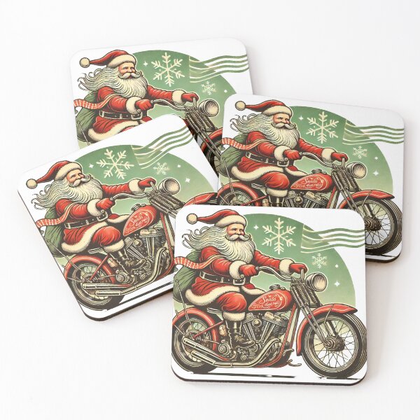 Item preview, Santa Riding a Classic Motorcycle - Holiday Road Style designed and sold by lubushop1.