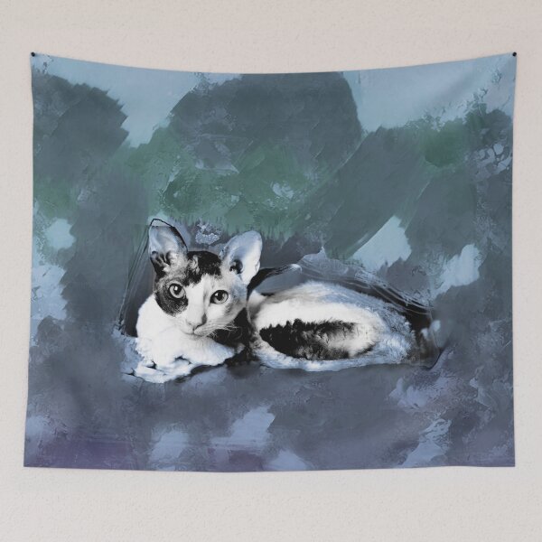 Item preview, PASTEL PURPLE, LAVENDER PURPLE, PALE BLUE, DUSTY VIOLET, DUSTY TEAL AND GREEN CORNISH-REX IN LEAVES AND GRASS designed and sold by Most1234.