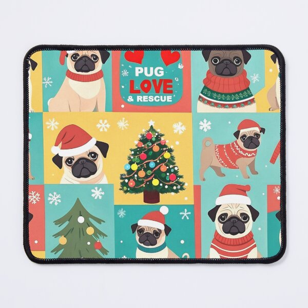 Item preview, CHRISTMAS FESTIVE HOLIDAY DOGS PUGS CUTE SWEATERS WINTER TREES ART designed and sold by Arts4U.