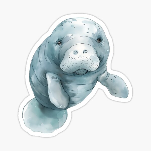 Item preview, Cute Watercolour Kawaii Ocean Manatee designed and sold by Paw&Pixel.