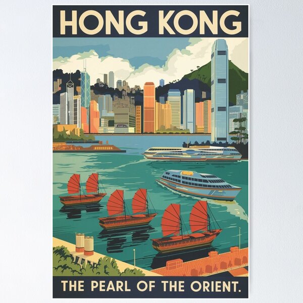 Aperçu de l'œuvre Affiche de voyage vintage de Hong Kong Lumpur créée et vendue par TravelerRat.