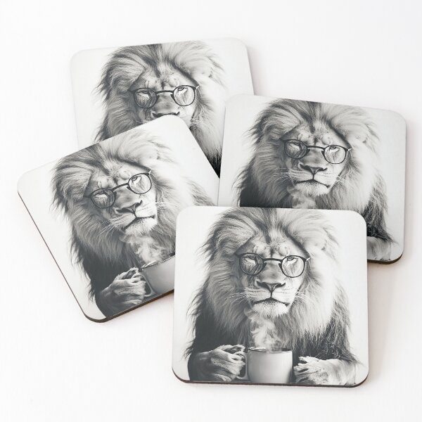 Item preview, Lion Drinking Coffee, Funny Coffee Lover Photo designed and sold by CheekyAnimalz.