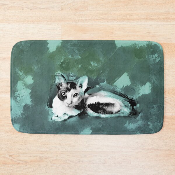 Item preview, AQUA BLUE, AQUA GREEN, DUSTY TEAL AND OLIVE GREEN CORNISH-REX IN LEAVES AND GRASS designed and sold by Most1234.