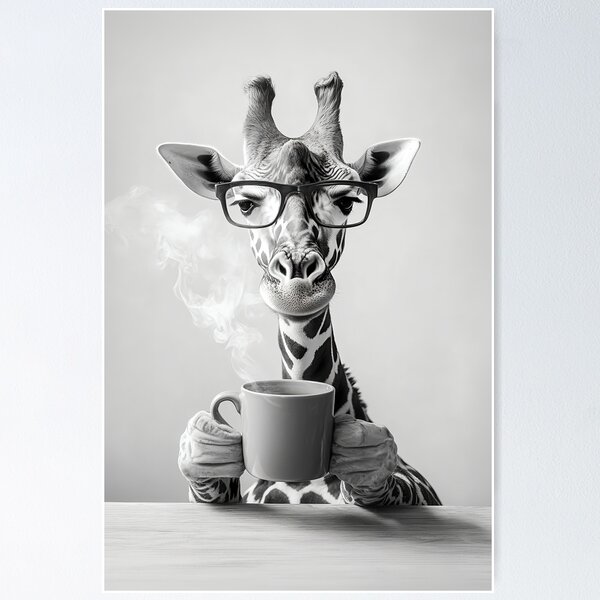 Item preview, Giraffe Drinking Coffee, Funny Coffee Lover Photo designed and sold by CheekyAnimalz.