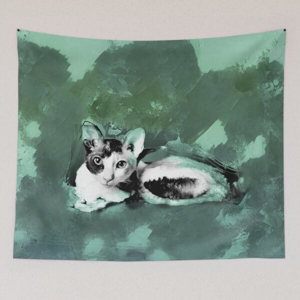 Item preview, MINT GREEN, OLIVE GREEN AND DUSTY TEAL CORNISH-REX IN LEAVES AND GRASS designed and sold by Most1234.