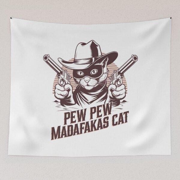 Item preview, Pew Pew Madafakas Cat Funny Meme Design | Cute Gun-Toting Cat Art designed and sold by Colorful-Garden.