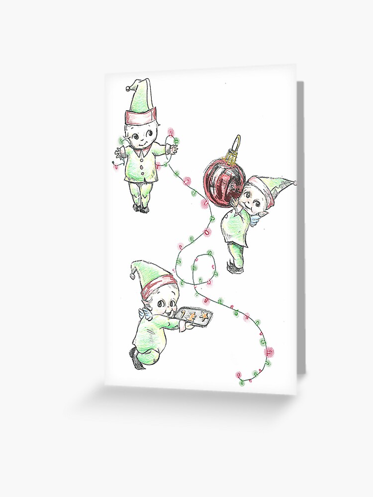 Thumbnail 1 of 2, Greeting Card, A Very Kewpie Christmas designed and sold by catedolphinart.