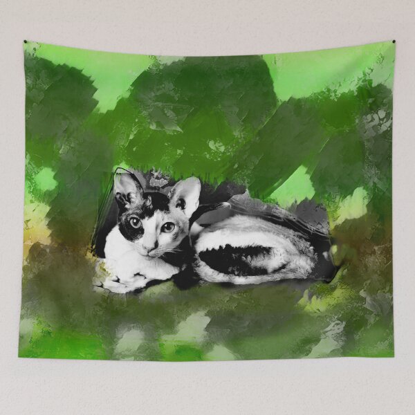 Item preview, BRIGHT GREEN, DARK GREEN, APPLE GREEN, SAGE GREEN, BROWN GREY AND ORANGE CORNISH-REX IN LEAVES AND GRASS designed and sold by Most1234.