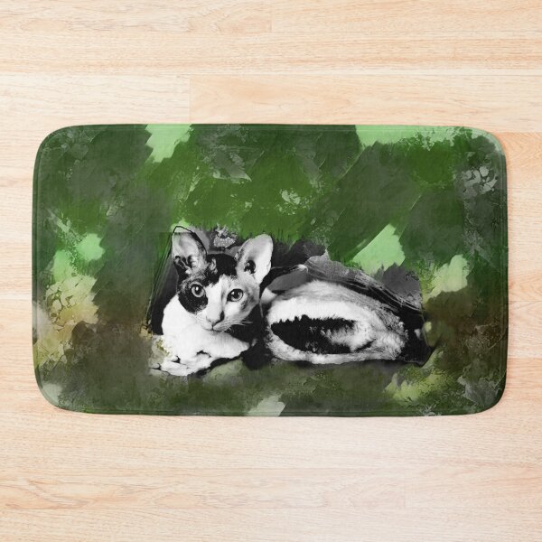 Item preview, DUSTY GREEN, DARK GREEN, DARK GREY, BROWN AND DUSTY ORANGE CORNISH-REX IN LEAVES AND GRASS designed and sold by Most1234.