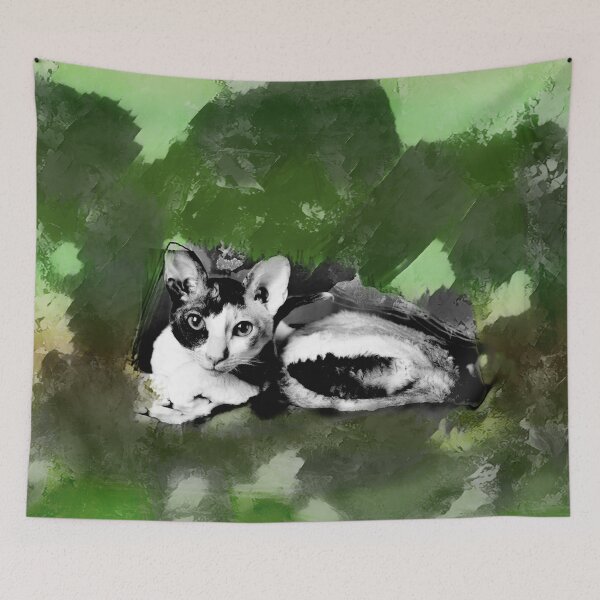 Item preview, DUSTY GREEN, DARK GREEN, DARK GREY, BROWN AND DUSTY ORANGE CORNISH-REX IN LEAVES AND GRASS designed and sold by Most1234.