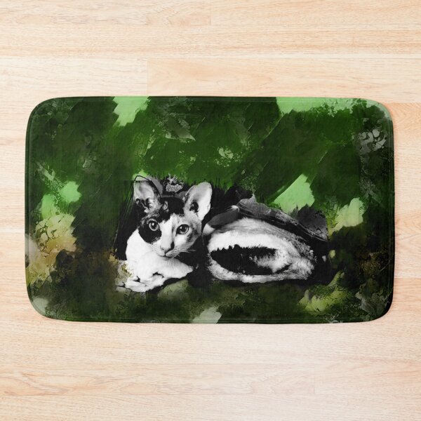 Item preview, DARK OLIVE GREEN, JUNIPER GREEN, SEAWEED GREEN, GREY AND DUSTY ORANGE CORNISH-REX IN LEAVES AND GRASS designed and sold by Most1234.