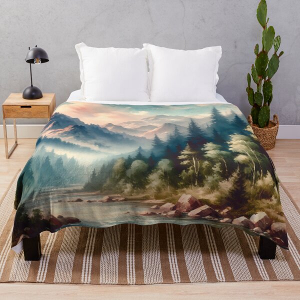 Item preview, Mountain Forest Landscape with a river, outdoor designed and sold by Magic-wall-art.