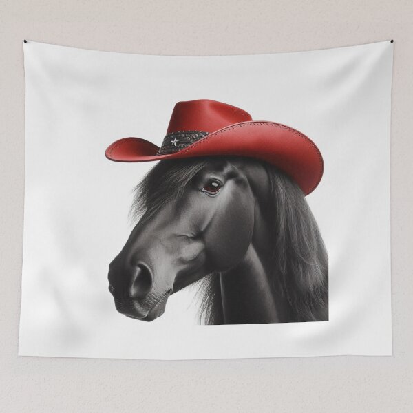 Item preview, Beautiful Black Horse with Red Hat Deign designed and sold by bonnieleigh6902.