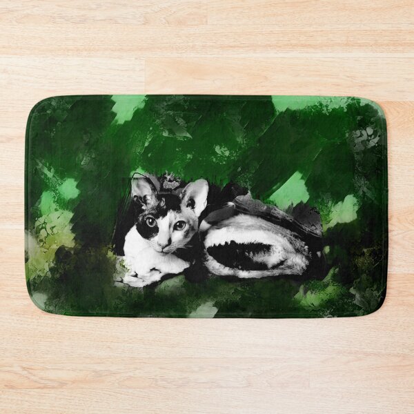 Item preview, SHAMROCK GREEN, MINT GREEN, DARK GREEN, GREY AND BROWN CORNISH-REX IN LEAVES AND GRASS designed and sold by Most1234.