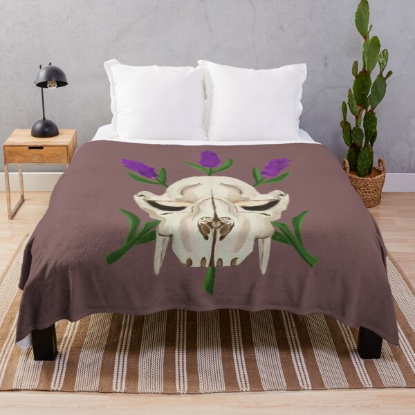 Item preview, Ephemeral Stillness: A Racoon Skull with Lavender Blooms designed and sold by TheFatTree.