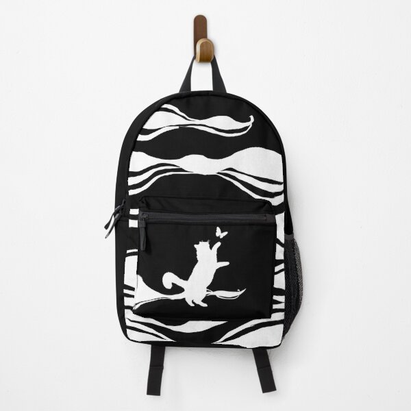 Item preview, Minimal Cute Cat Catching a Butterfly (black and white) designed and sold by Kataverse.