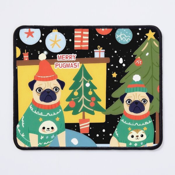 Item preview, MERRY PUGMAS CHRISTMAS DOGS SWEATERS FESTIVE SCENE ART designed and sold by Arts4U.