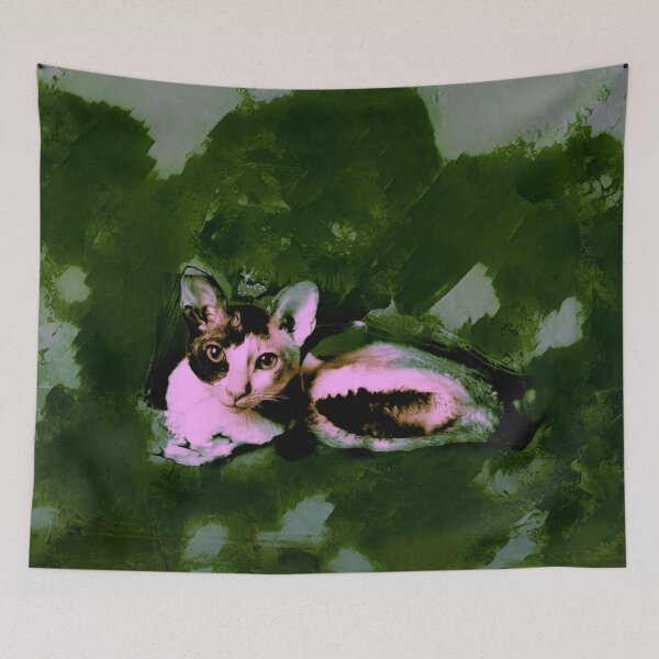 Item preview, DUSTY TURQUOISE, DUSTY ROSE, AND GREEN CORNISH-REX IN LEAVES AND GRASS designed and sold by Most1234.